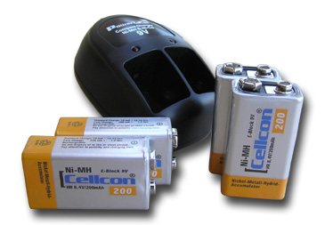 CH-P228  Compact 9V Block Battery Charger + 4 pcs 9V 200mAh NiMH Block Batteries