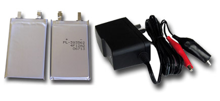 2 pcs Prismatic Polymer Li-Ion Battery,3.7V, 850mAh + smart charger combo